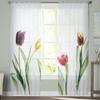 Цветные абстрактные цветочные тюлевые шторы для гостиной, кухни, прозрачные вуалевые шторы для спальни, оконные панели