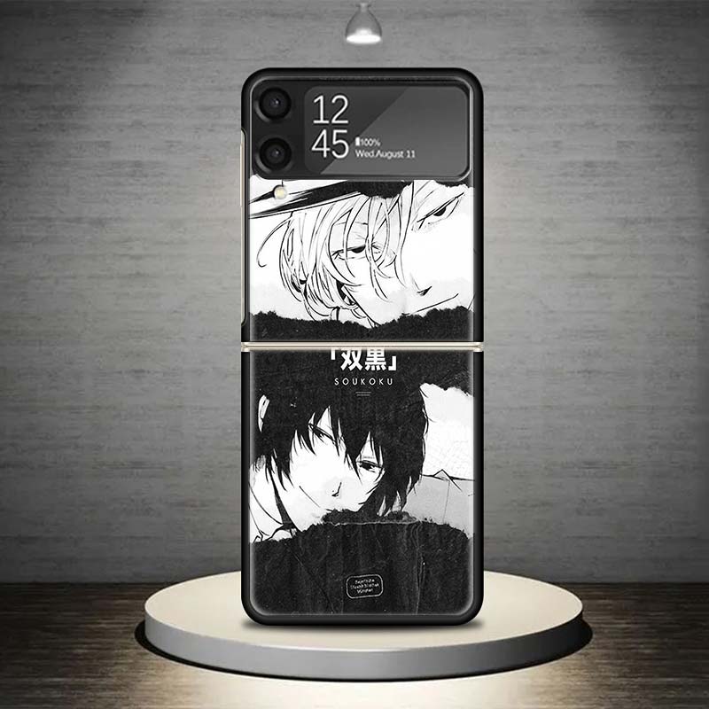 Чехол для телефона Bungo Stray Dogs Double Black для Samsung Galaxy Z Flip 7 6 5 4 3 5G Ударопрочный чехол Z Flip7 Flip6 ZFlip5 Flip3 Flip