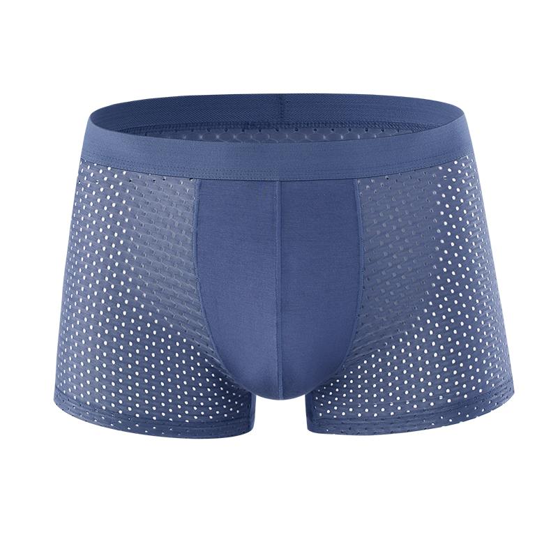 Мужские тонкие трусики, сетчатые сексуальные дышащие шорты-боксеры из ледяного шелка