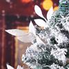 34cm 5Pcs Christmas Glitter Leaves Artificial Christmas Tree Branches for Christmas Tree Home Decoration DIY Wreath Crafts Gift