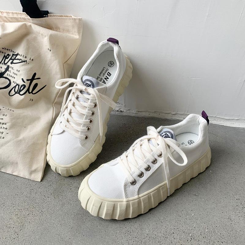 Canvas Shoes for Women Platform Sneakers Lace Up Walking Shoes Students Wild Chunky Sneakers Fashion Women's Vulcanized Shoes