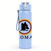 1PC Roma circular wolf head crest print 750ml colorful plastic sports water bottle leakproof pop up lid with straw for outdoor work home use