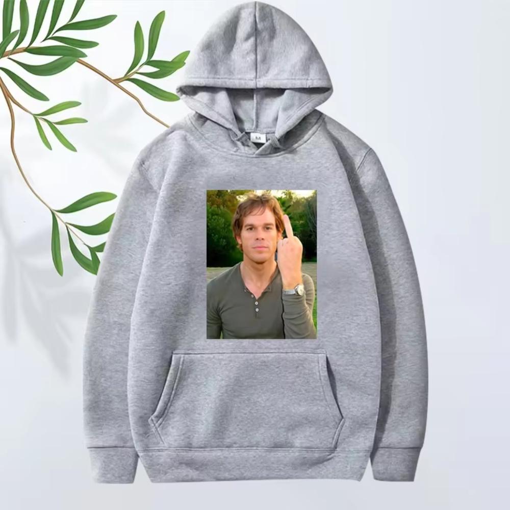 Классическая толстовка Dexter Morgan с жестом 'средний палец' для мужчин и женщин, винтажная, с длинным рукавом, с принтом, оверсайз