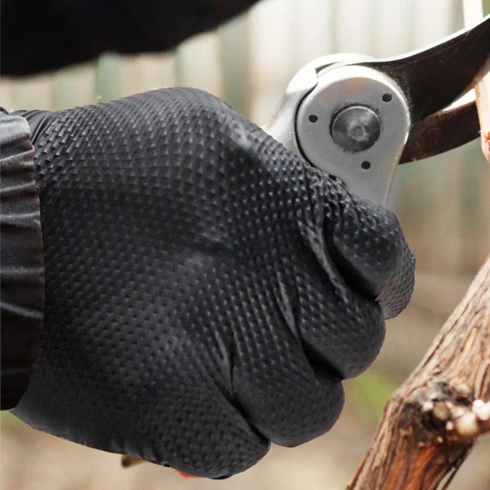 Перчатки нитриловые оранжевые сверхпрочные одноразовые промышленные перчатки с ромбовидной текстурой для механической безопасности и рабочих перчаток