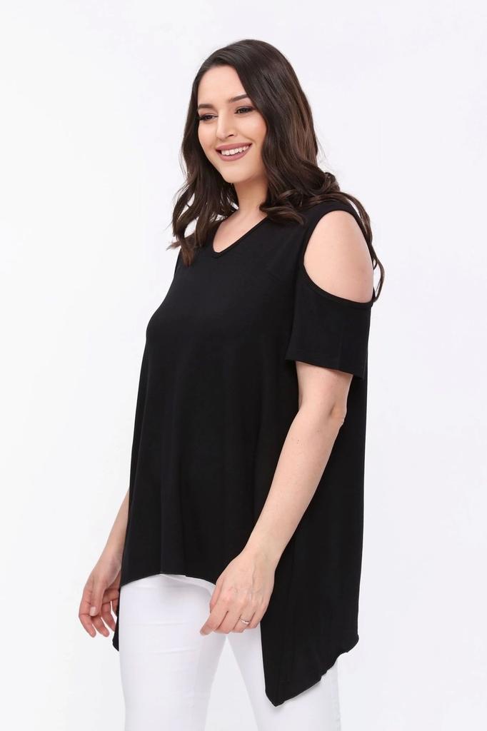 Женская блузка большого размера Асимметричная блузка с окошками на плечах