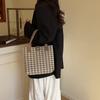Canvas Geometric Cloth Bag Tote Bag Shoulder Bag Simple Houndstooth Handbags Girls