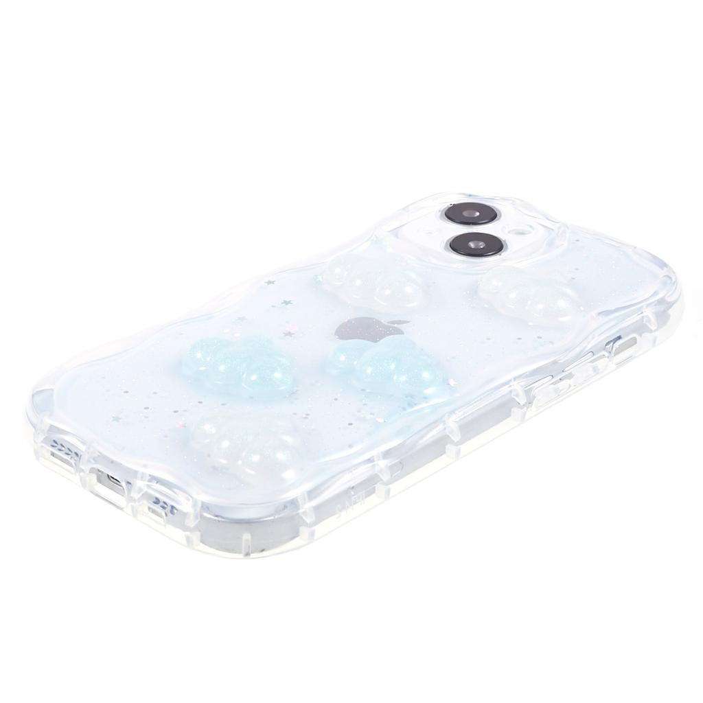 Back Cover for iPhone 13 6.1 inch,3D Butterfly/Cloud Pattern Epoxy TPU Phone Case