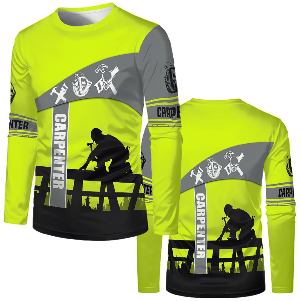 Fashion Loose Casual Unisex Long Sleeve T-shirt Construction Site Uniform Men's Round Neck T-shirt Outdoor Oversize Work Clothes