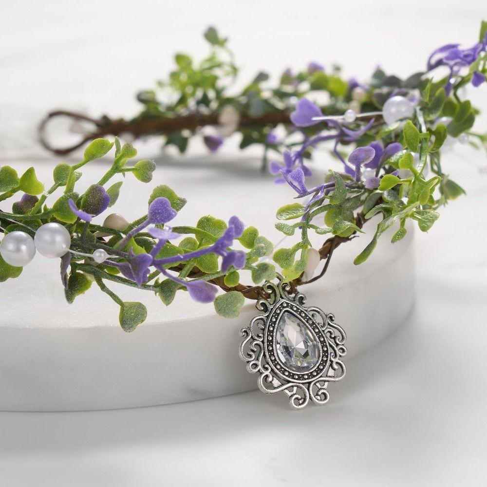 Косплей Фея Цветочная Корона Листьев Костюм на Хеллоуин Эльфийская Принцесса Тиара Лесная Цветочная Повязка На Голову