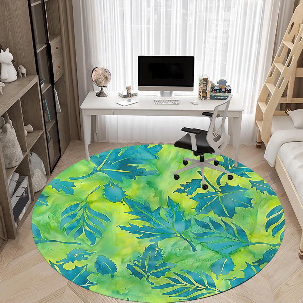 1pc Leaf Print Chair Carpet for Office, Non slip, Soft and Durable Office Rug for Interior Decoration