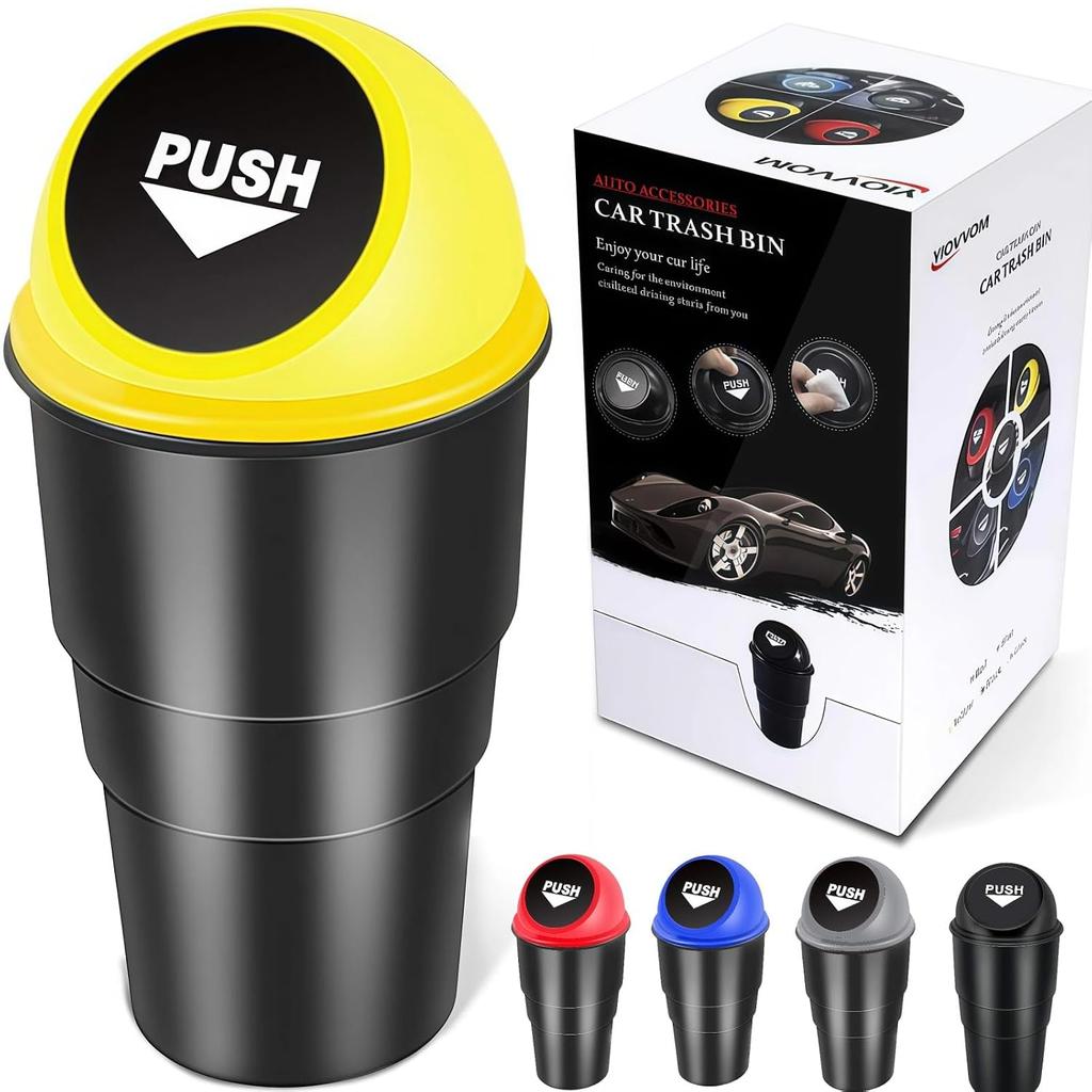 Cup Holder Trash Can, Leakproof Car Trash Can with Lid, Trash Bin for Car Accessories, Mini Garbage Bin Organizer for Automotive Office Home Kitchen,