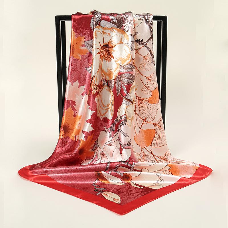 New European and American Printed Silk Square Scarf Fashion Women's Versatile Bag Headscarf Professional Scarf Silk Scarf