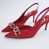 Brand Sexy High Heel Red Crystal Fashion Pumps For Women Designer Shoes Pointed Toe Sligbacks Wedding Shoes Thin High Heels Fgb5