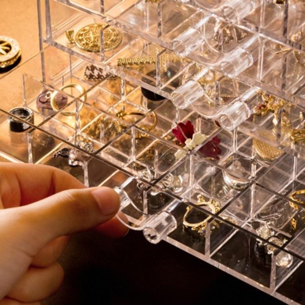 Drawer Style Jewelry Storage Box 120 Grids Jewelry Sorting Box Transparent Organizer Box Vanity