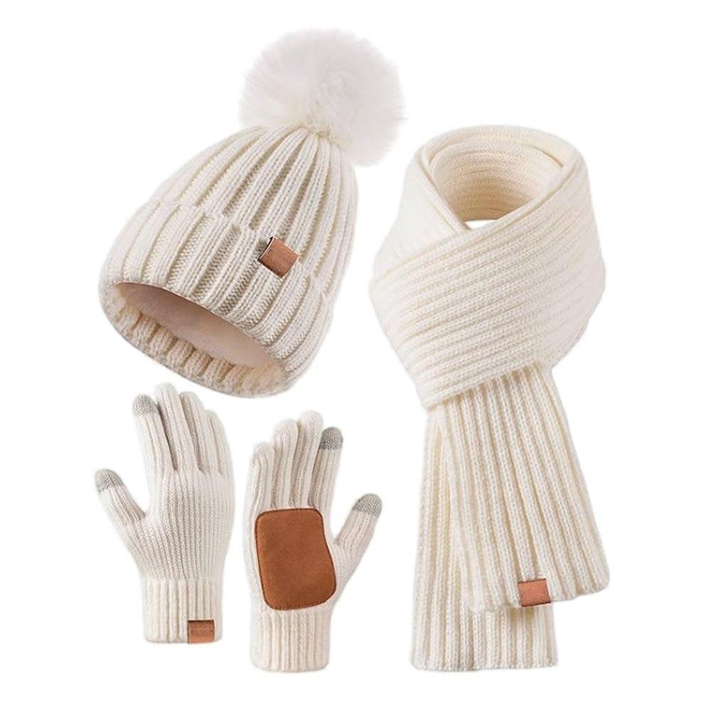 3 шт./набор Нескользящие женские шапки шарф перчатки набор Защита ушей Перчатки для сенсорного экрана для мужчин женщин