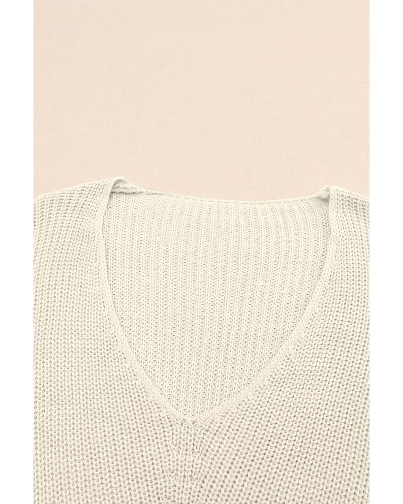 Azura Exchange Трикотажный свитер с V-образным вырезом