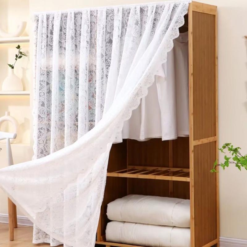 Lace Polyester Mosquito Proof Door Net Screen Hanging Door Curtain Side Fly Free-punch Vintage Lace Curtains Romantic Semi Sheer Floral Lacy Curtain