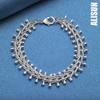 925 Sterling Silver Double Row Bead Chain Bracelet Fashionable Wedding Jewelry