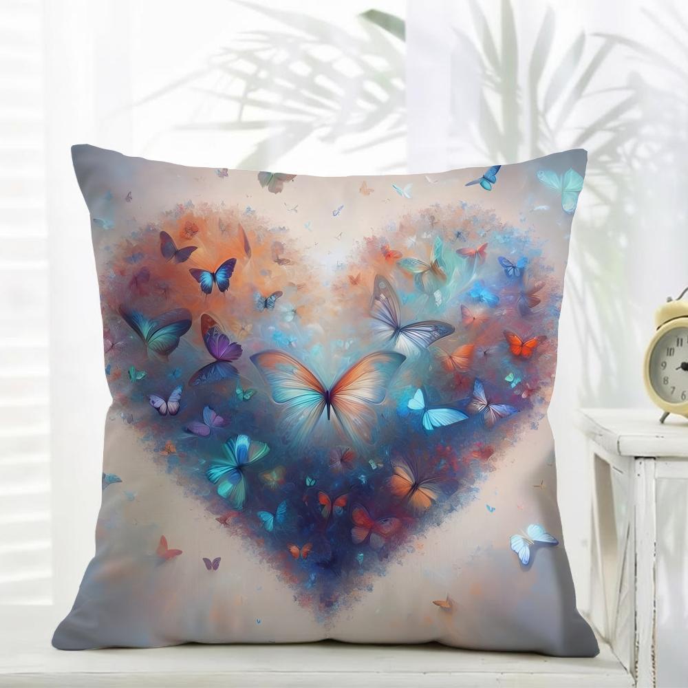 AAbstract Floral Heart Mushroom Pillow Art Cushion Cover Daily Washable Linen Pillowcase Soft for Sofa Bed Home Room Decor