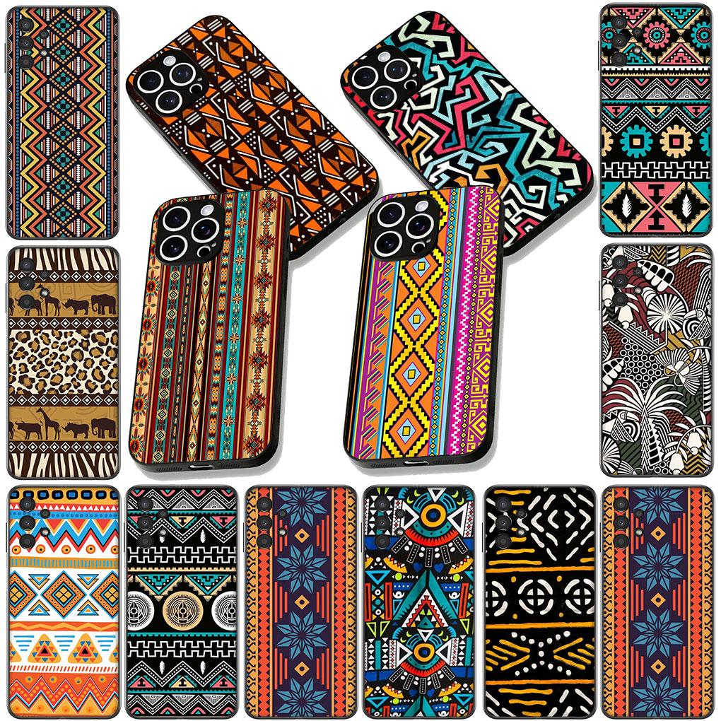 Design African Wax Print Phone Cover for Samsung Galaxy A05 A06 A14 A50 A51 A52 A12 A13 A23 A70 A07 A25 A26 M53 A56 Soft Case