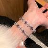 Zircon Flower Geometric Clasp Bracelet Women Tone With Pink Or Green Accents Fresh Sweet Style Lightweight Elegant