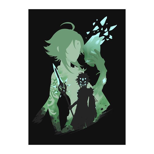 Рамка из цельного дерева для видеоигр Genshin Impact, украшение, фреска, аниме, изображение персонажа, постер, холст, картина, принты для детской комнаты, для современного домашнего декора