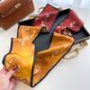 Легкий роскошный темпераментный двухслойный шарф, ремешок для сумки, декоративный костюмный шарф, маленькая длинная повязка на голову, шелковый шарф для женщин с принтом, узкий