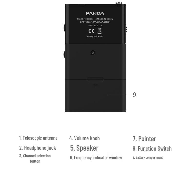 Panda6124 Ретро-портативное FM-радио для пожилых