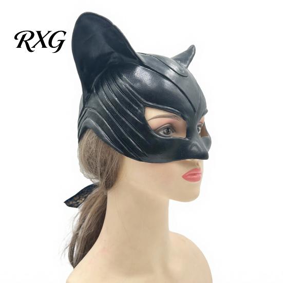 Маска Женщины-Кошки на Хэллоуин Catw Mask, Черный Глаз Костюм Мягкий Латекс Гибкий Маскарадная Кожаная Аксессуар для Супергероя Косплей Вечеринка Удобный Женский