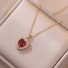 Ruby Love Necklace Women'S High Sense Versatile Micro-Set Pendant