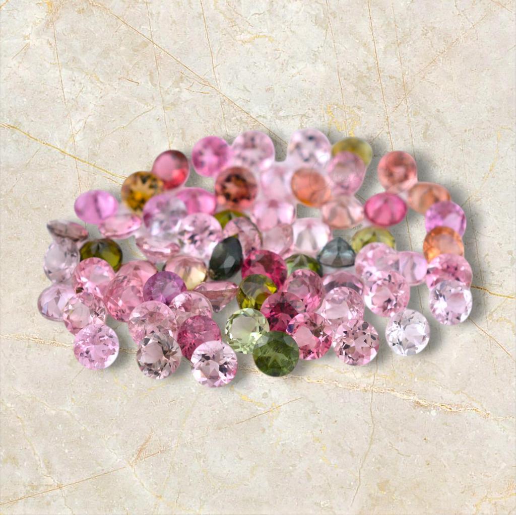 Round Cut Natural Tourmaline 3 MM Size Gemstone, 10 Pcs Multi Tourmaline Lot, Loose Gemstone Lot, October Birthstone For Making Jewelry.