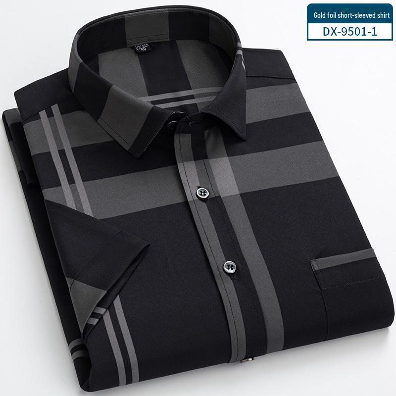 "2023 Summer Short-Sleeve Casual Men’s Shirt with Square Collar and Pockets – Dad Style"