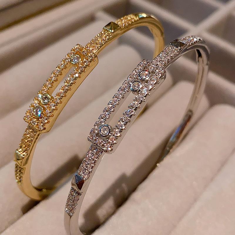 Zircon Bracelet High Version Atmospheric Versatile Sliding Hollow Bracelet Stacked Bracelet Handpiece