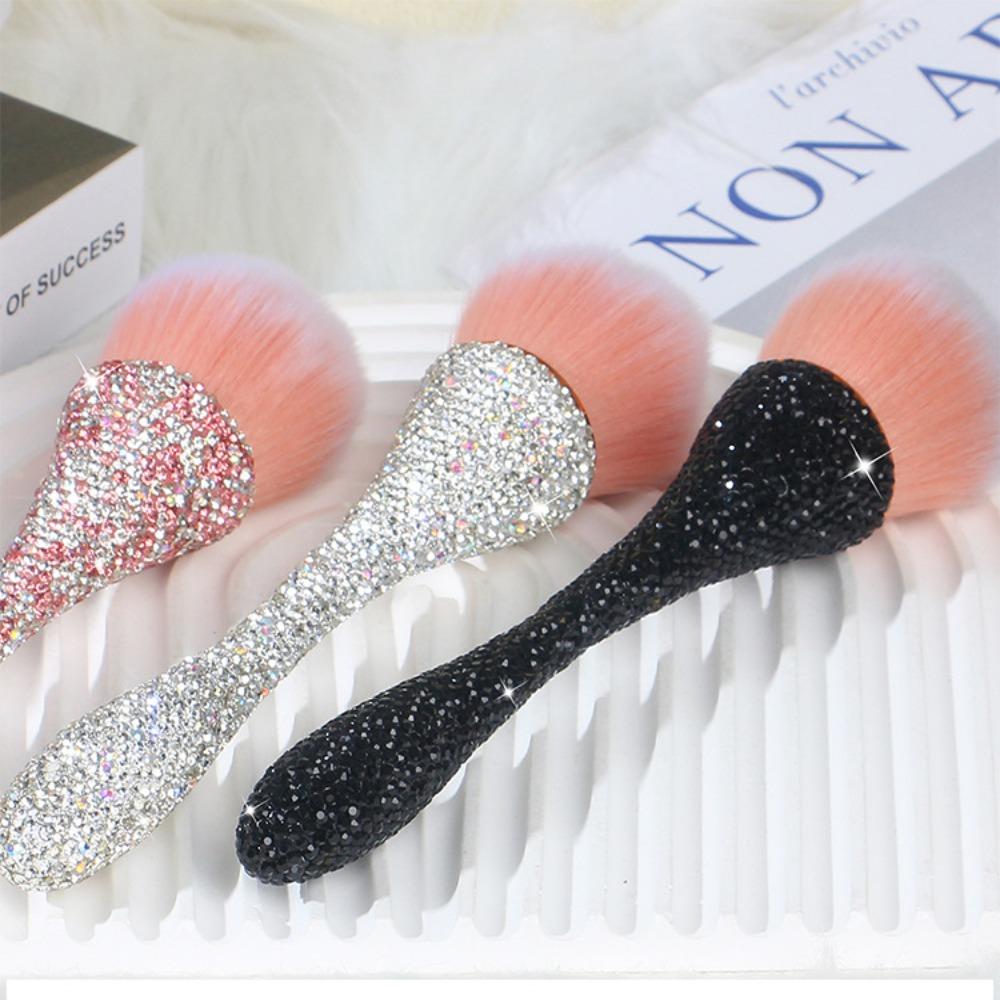 Кисть для макияжа с алмазной ручкой из искусственного волокна, профессиональная кисть для румян с алмазной инкрустацией
