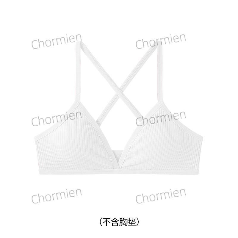 Спортивный ветрозащитный женский съемный дышащий хлопковый с резьбой удобный без косточек на бретельках скрещивающиеся на спине бюстгальтер женский