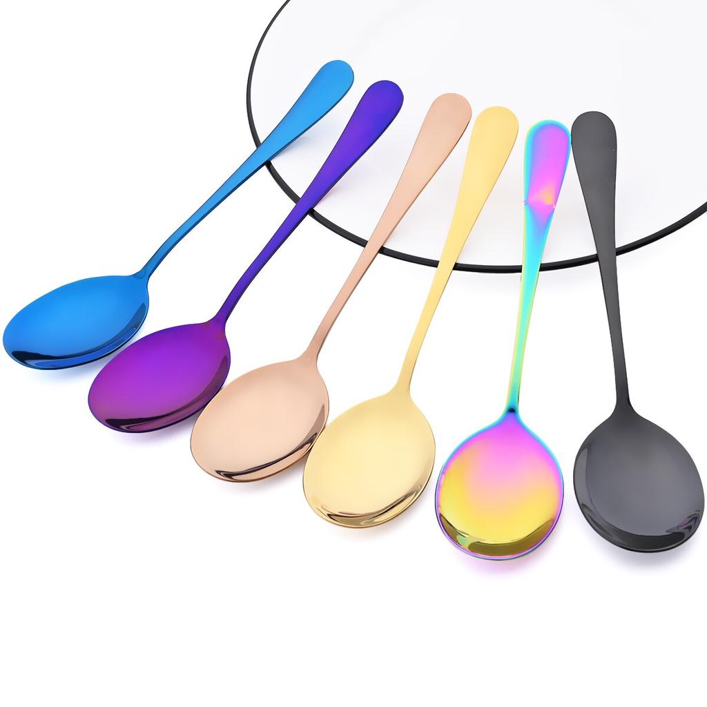 1Pc Mirror Spoon Salad Serving Spoon Set Western Stainless Steel Cutlery Unique Service Spoon Kitchen Table Accessories