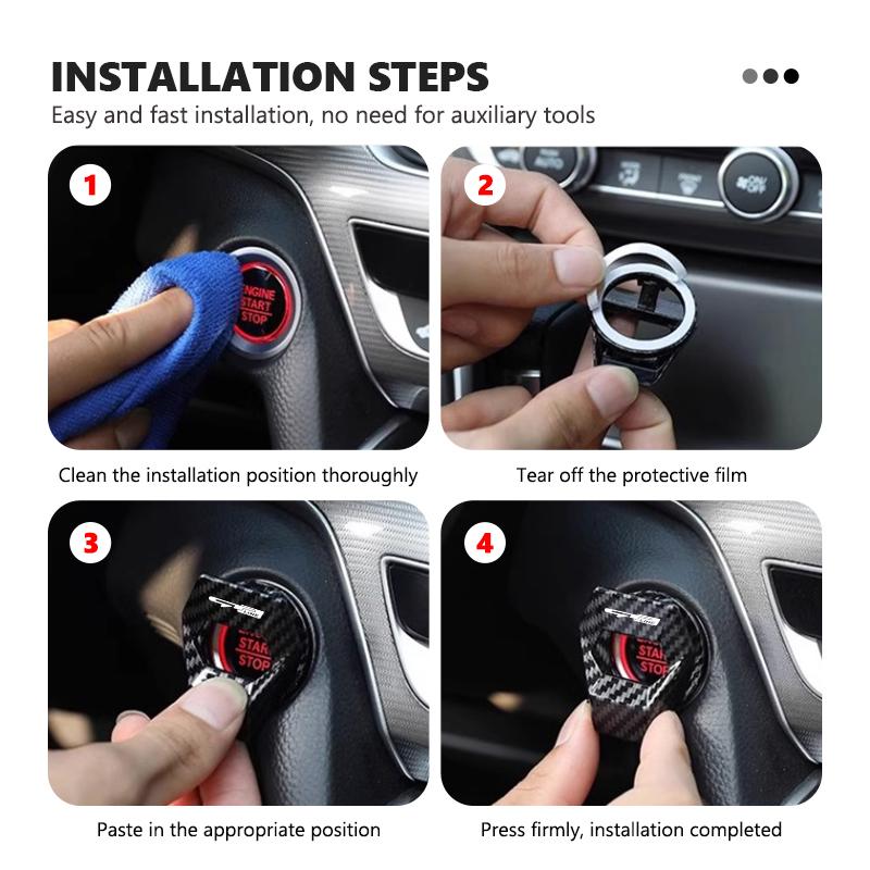 JUNT9 Car interior one-touch start ignition engine stop button switch button protective cover decorative sticker accessories for Kia