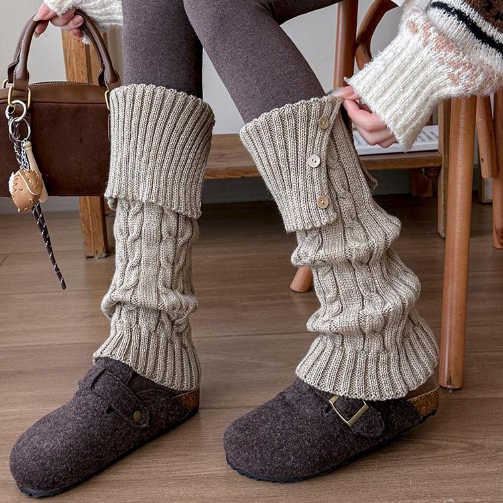 Solid Color Children's Leg Warmers Japanese Style Knitted Foot Cover Jk Kids Long Socks Autumn
