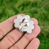 Natural Scolecite Gemstone Statement Flower Peach Adjustable Ring 925 Silver