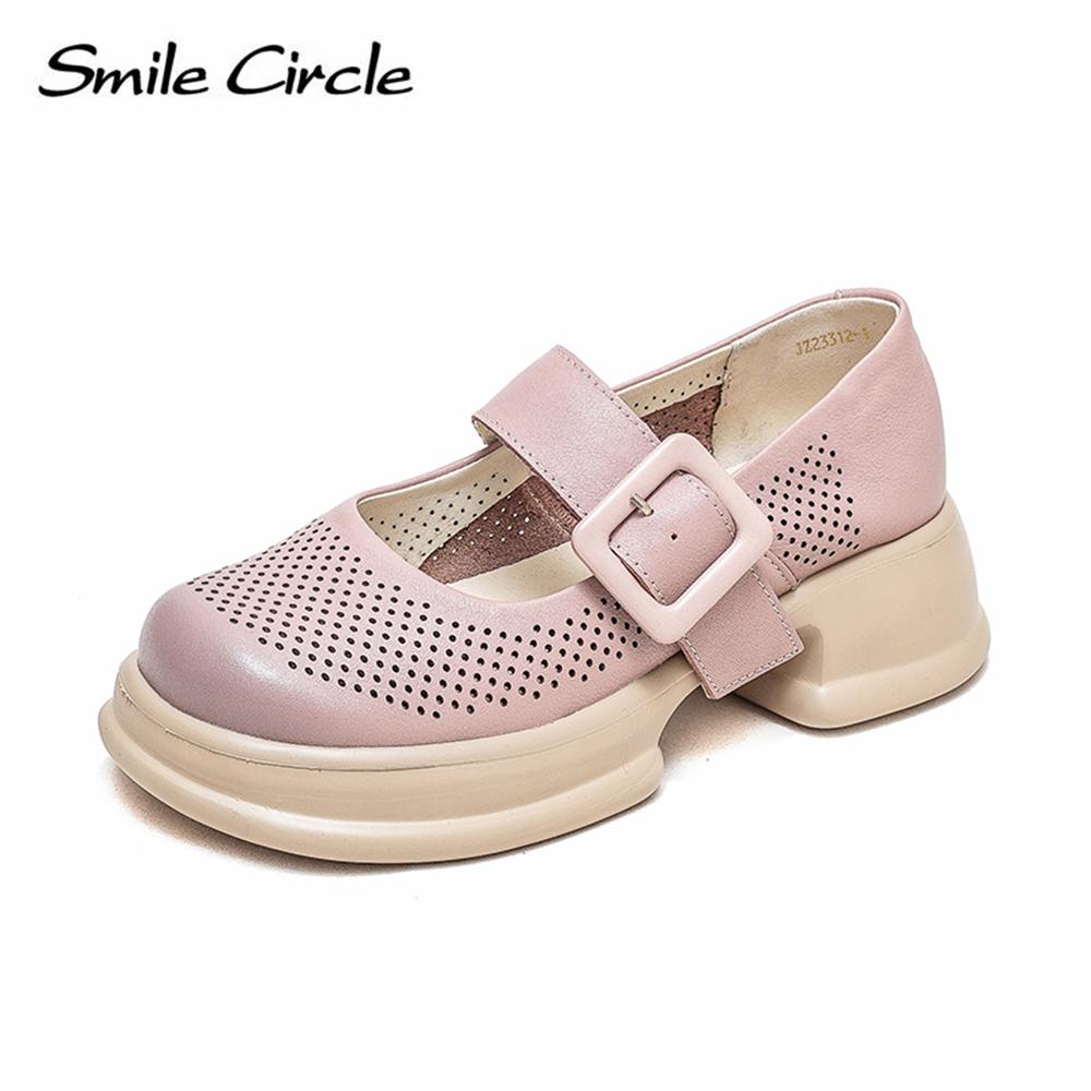 Женские сандалии Мэри Джейн из натуральной кожи, туфли на плоской подошве с круглым носком, модная женская повседневная обувь с пряжкой