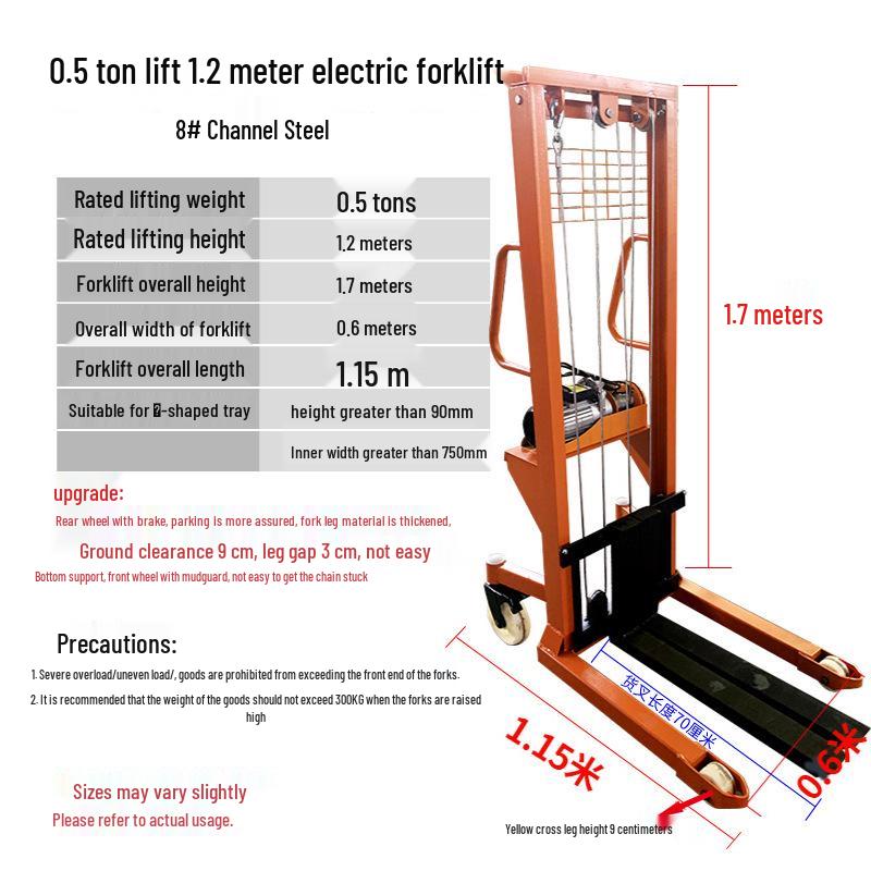 Manual and Electric Hydraulic Stacker: 1-2 Ton Capacity Forklift & Lifting Truck