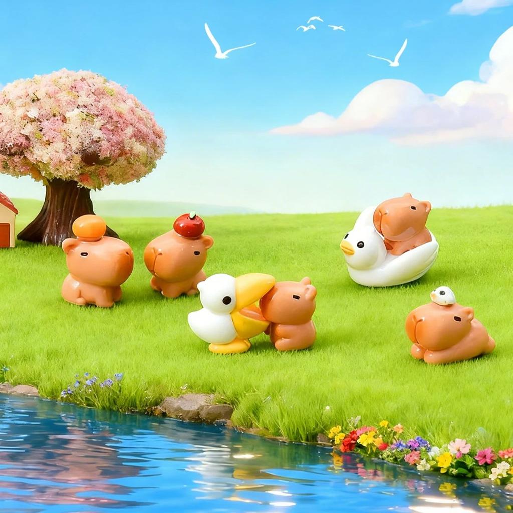 7/14 шт. Милые Фигурки Капибары Мини Животные из Смолы Украшения Идеально Подходят Для DIY Сказочный Сад Микро Ландшафт Декор