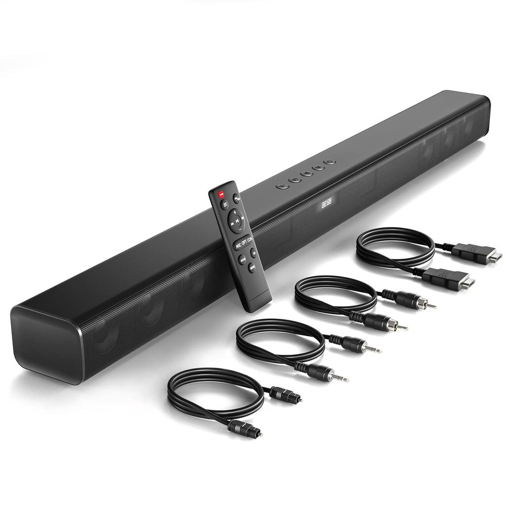 DESOBRY Soundbar for TV Bluetooth Speaker PC Speaker 3 EQ Modes USB Input Support Music/Game/Movie Compatible/Optical Digital/AUX Connection/HDMI