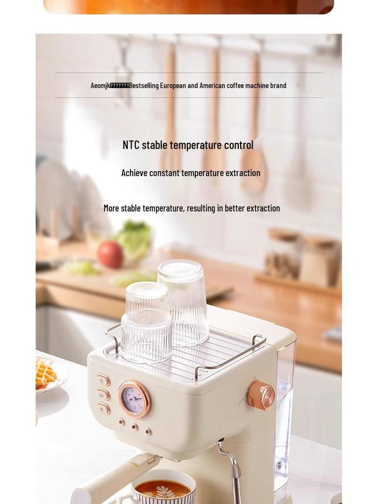 Ретро полуавтоматическая кофемашина высокого давления 20 Бар с капучинатором