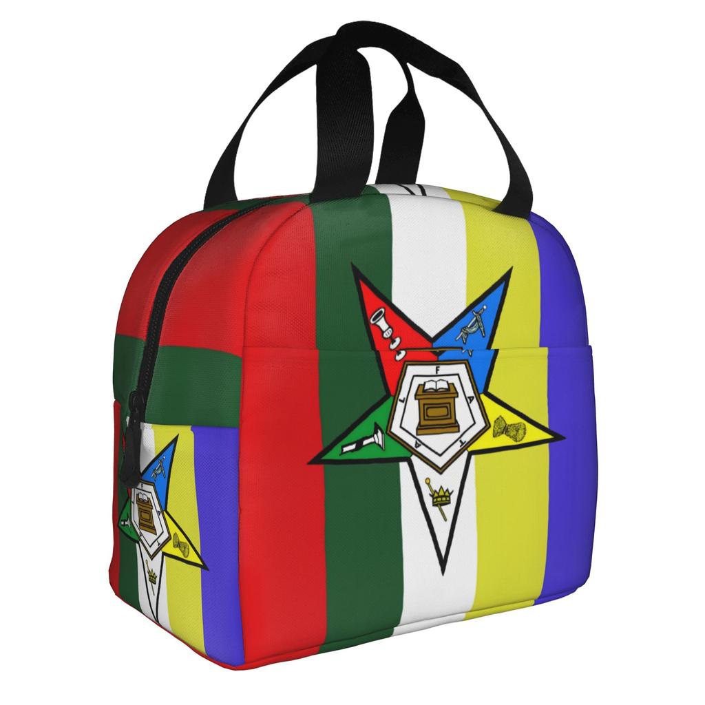 Order Of The Eastern Star Logo Thermal Insulated Lunch Bags Women Portable Lunch Container for School Multifunction Food Box