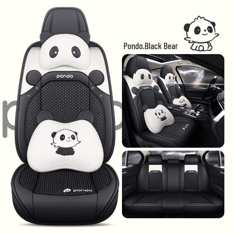 Новый мультяшный кожаный комплект подушек на сиденья автомобиля из ледяного шелка, на все сезоны
