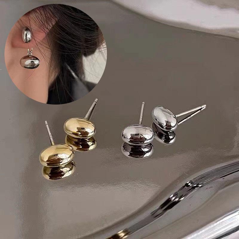 1 пара простых золотых сережек-гвоздиков из Южной Кореи до и после ношения двух сережек Niche Design