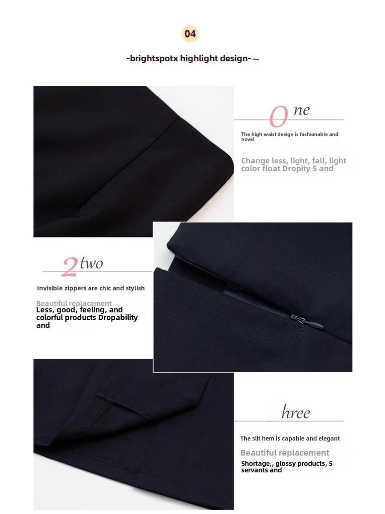 Women's High Waist Mid-Length Summer Skirt with Slit - Work Style, Hip-Wrapped One-Step Design