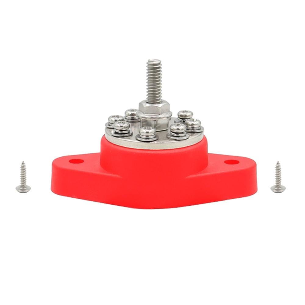 1 Pc Red Battery Junction Post Bus Bar Power Distribution Block M6 Stud Terminal