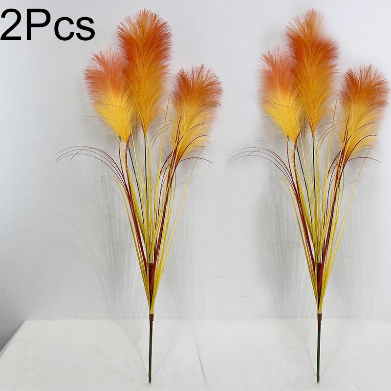 2 пучка шелковистой луговой травы 80 см, искусственные кустарники, всесезонное использование в помещении/на улице, большой букет тростника, декор для дома и сада, искусственные растения
